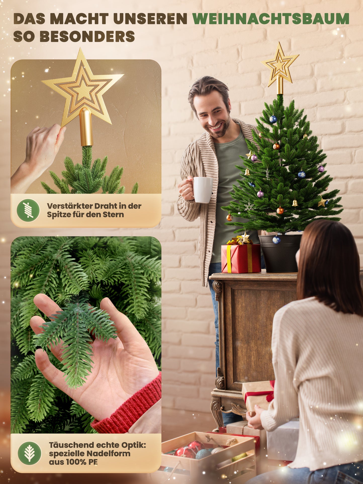 ArtiTree® Künstlicher Weihnachtsbaum - Premium Tanne im Topf 80cm