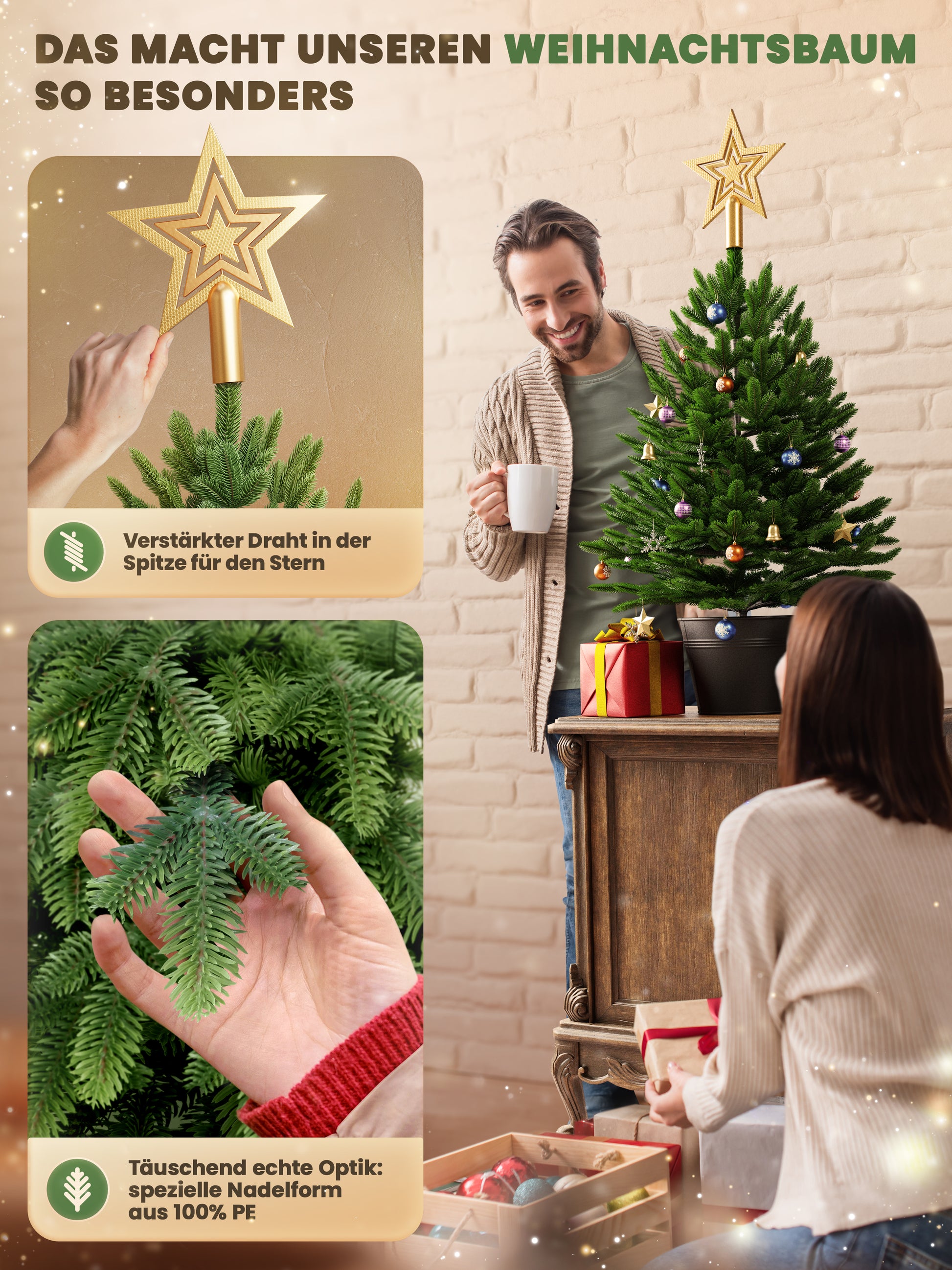 ArtiTree® Künstlicher Weihnachtsbaum - Topf im 80cm Tanne Premium