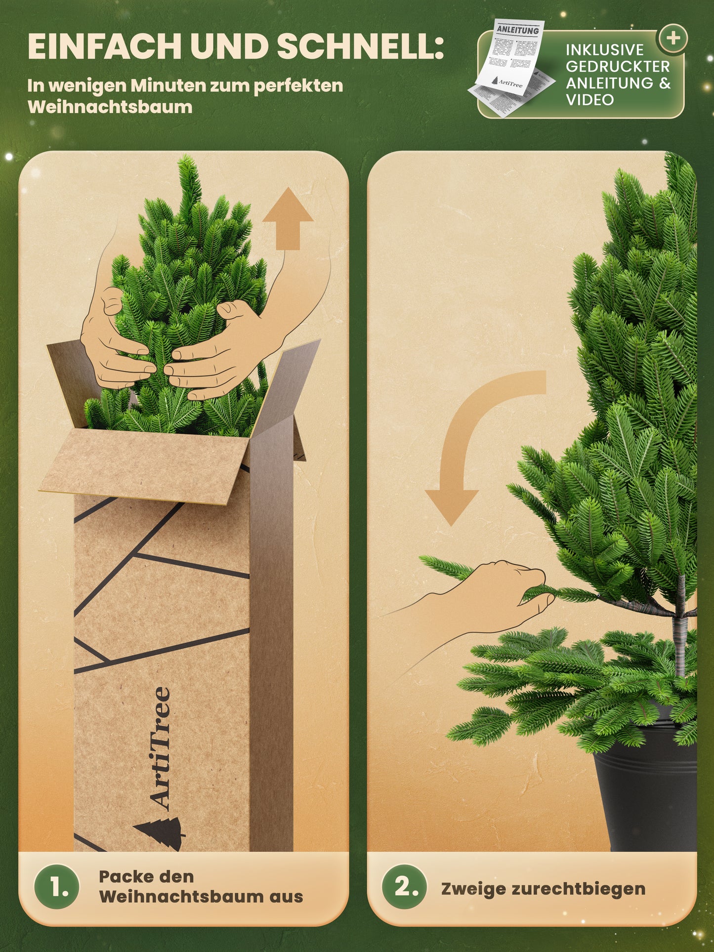 ArtiTree® Künstlicher Weihnachtsbaum - Premium Tanne im Topf 80cm
