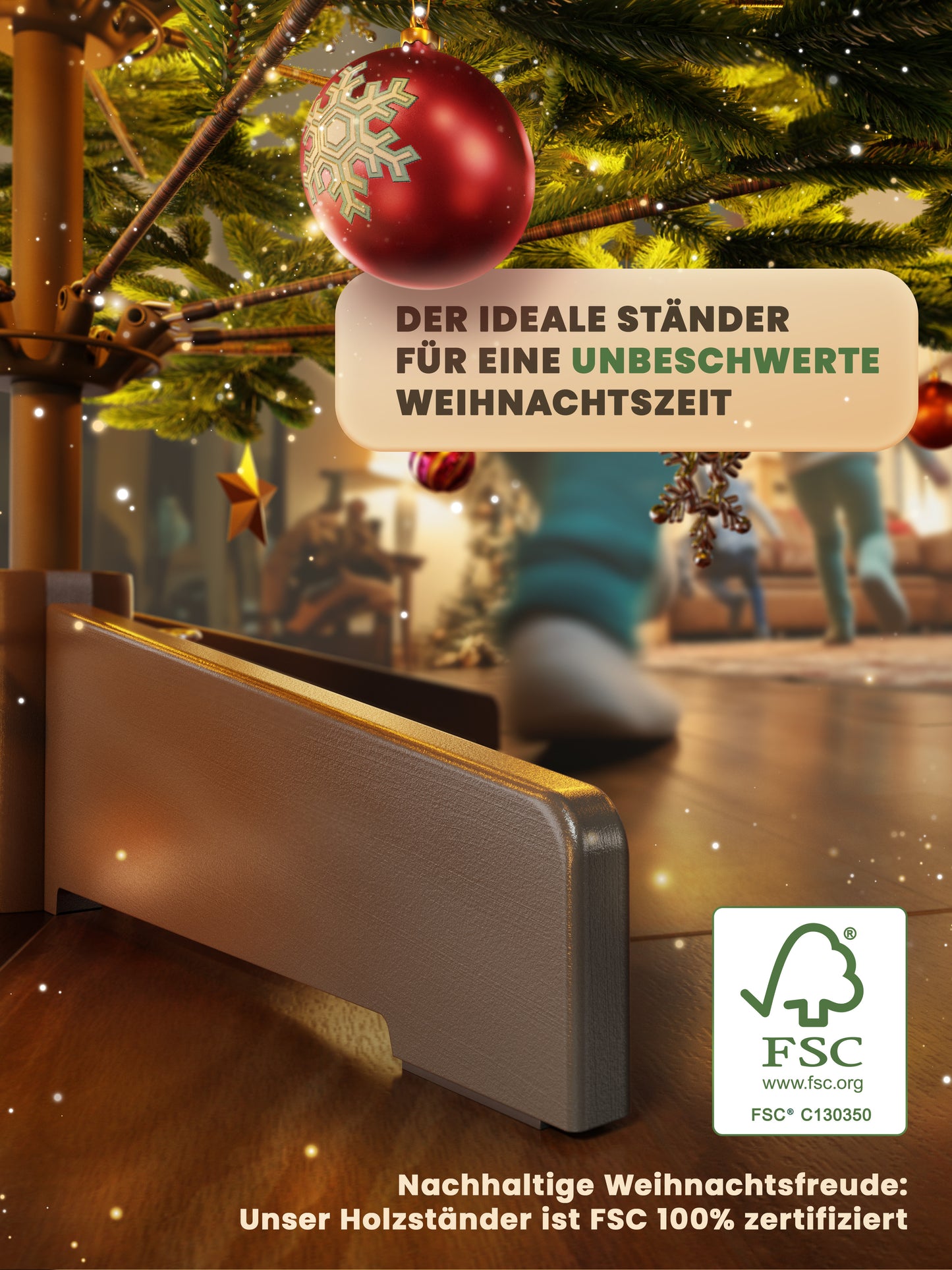 ArtiTree® Premium fir with integrated fairy lights &amp; wooden stand FSC*