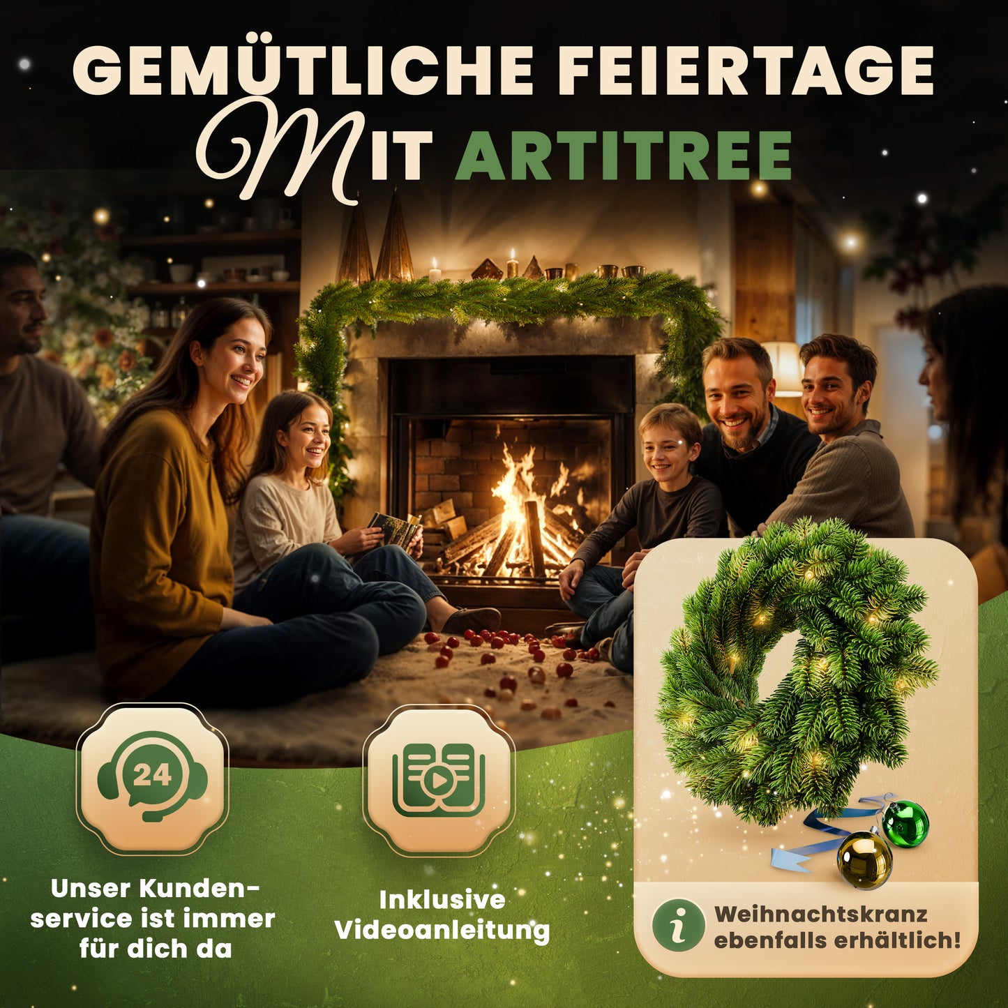 ArtiTree® Weihnachtsgirlande mit Beleuchtung