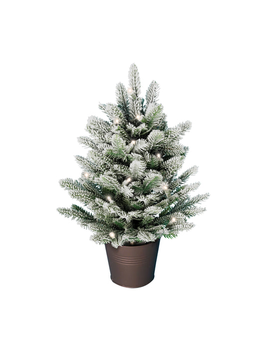ArtiTree® Premium fir tree in pot with integrated fairy lights and snow