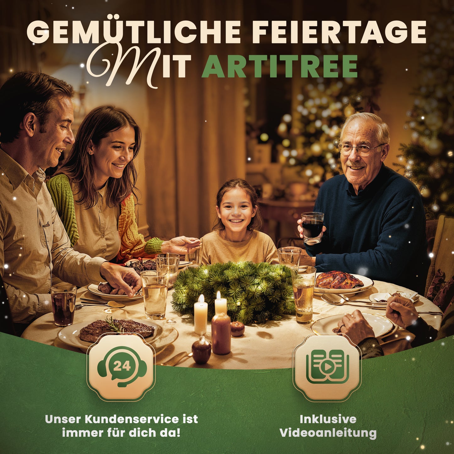 ArtiTree® Weihnachtskranz mit Beleuchtung